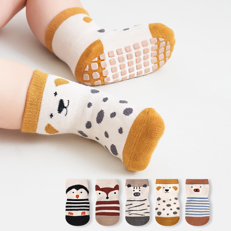 Unisex Baby Socks Non Slip - 滑り止めの動物デザインのフロアソックス,柔らかい綿,子供用,ファッショナブル