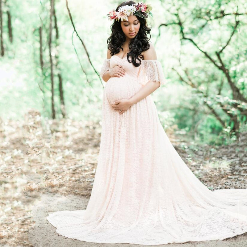 Maternity Wear - 写真撮影のためのマタニティドレス,長い結婚式のドレス,レースの快適さ,夏の夜の写真