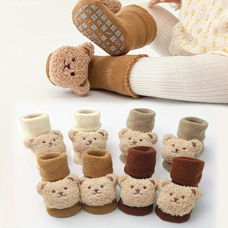 ベビーソックス綿厚くて暖かい居心地の良いかわいい漫画クマ幼児 - Unisex Baby Socks Non Slip のレビューと価格