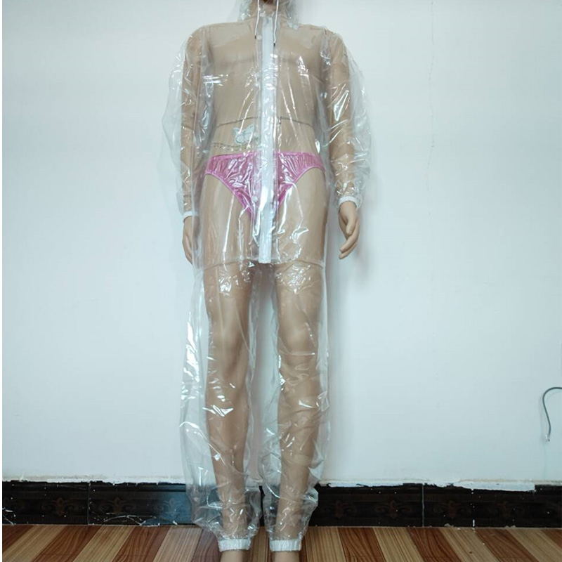 セクシーなPVC透明ジッパー付きプラスチックジャンプスーツ、 - Diapering のレビューと価格