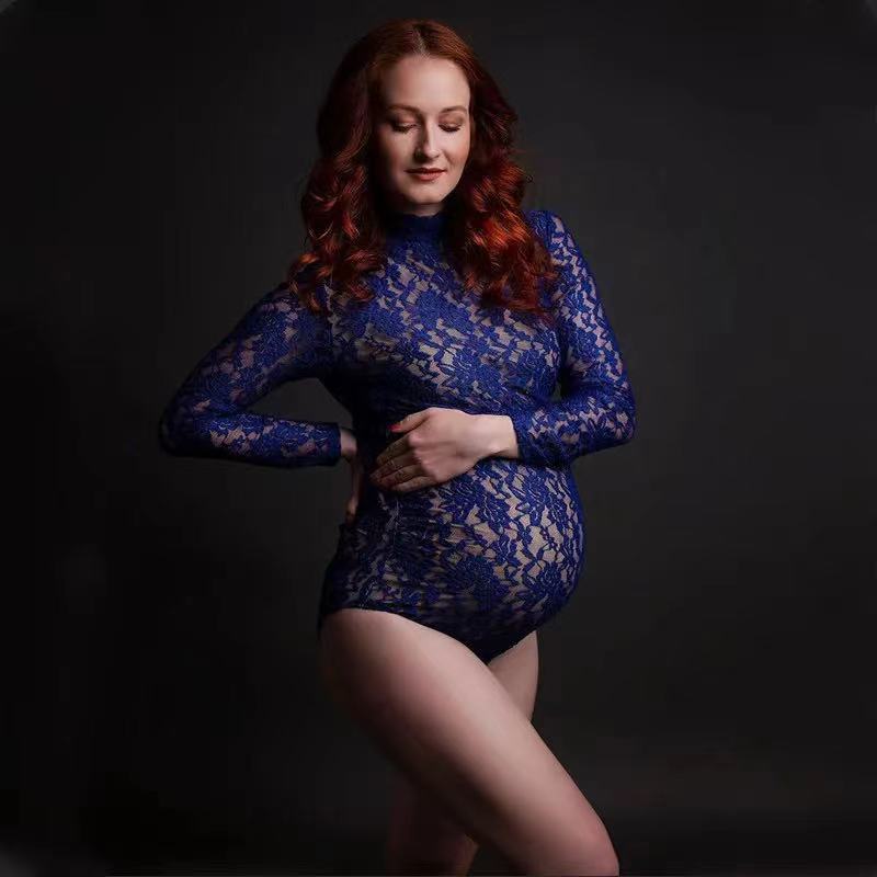 レースマタニティ写真小道具ジャンプスーツ伸縮性妊娠写真撮影服 - Maternity Wear のレビューと価格