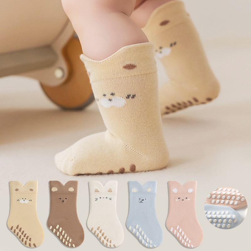 3/5 ペア新生児滑り止め靴下漫画ソフトコットン滑り止め靴下 - Unisex Baby Socks Non Slip のレビューと価格