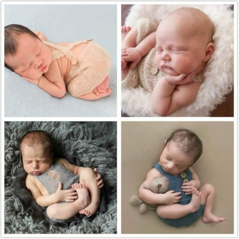 新生児写真撮影小道具ソフトモヘアニットロンパースショーツセッ - Infant Photography Props Outfit のレビューと価格