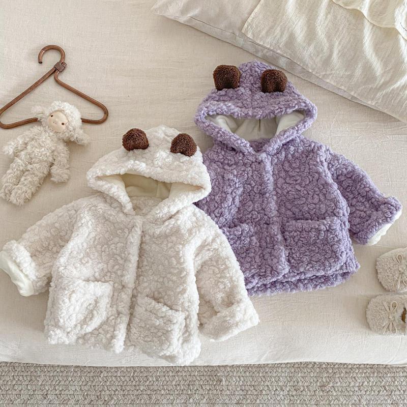 幼児用男の子女の子用可愛いクマ耳付きフード付きコート、幼児用 - Toddler Boy Winter Fleece Jacket のレビューと価格